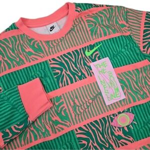 Nike Green and Pink Patterned Sweatshirt